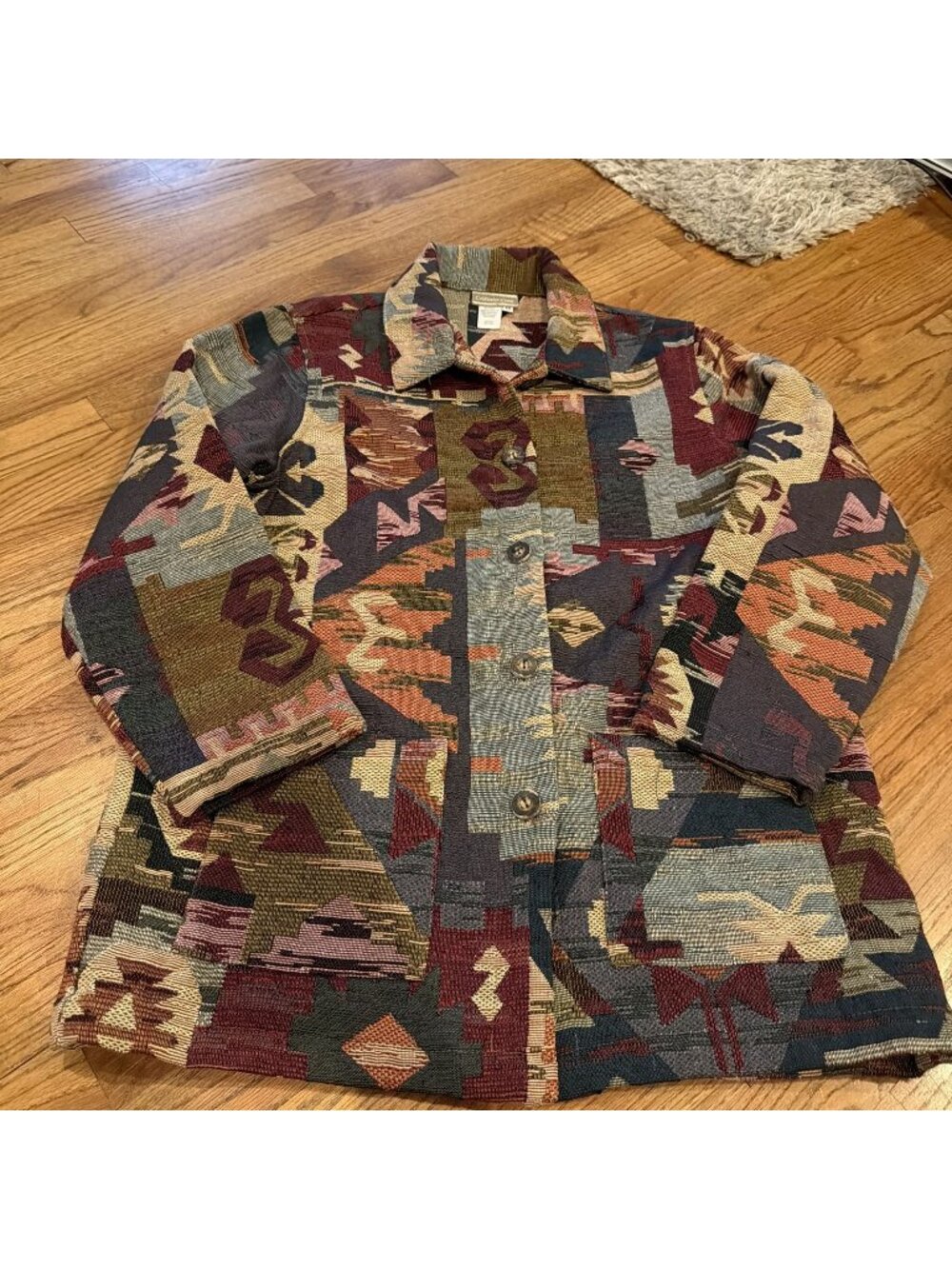COLDWATER CREEK WOMENS MULTICOLOR PATCHWORK BOHO HIPPIE BLAZER JACKET MEDIUM